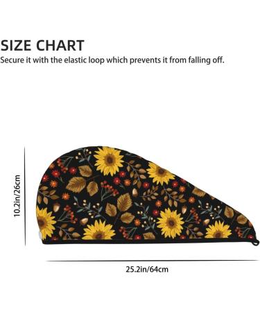 Sunflower Leaves Microfiber Hair Towel | Soft Super Absorbent Hair Wrap for Women | Quick Dry Coral Velvet Cap for Long Curly & Thick Hair - Buy Online on GoSupps.com