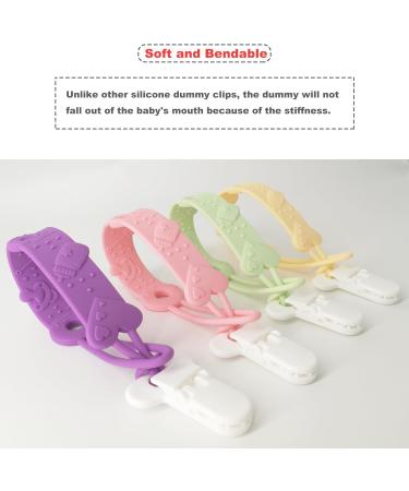 MOBU 4pcs Soft Silicone Dummy Clips - Stylish Pacifier Holders for Boys and Girls (4 Colors) - Buy Online on GoSupps.com