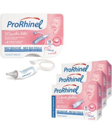 Prorhinel Mom's Loyalty Box Baby Nose Hygiene Contains a Baby Nasal Aspirator and 3 Boxes of Disposable Tips Gentle Hygienic