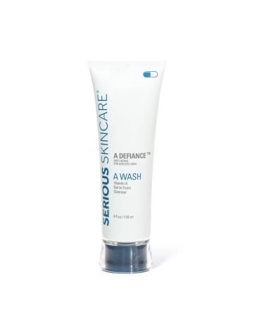 Serious Skincare - A Wash Daily Retinol Facial Cleanser - Anti-Aging AHA Gel to Foam Face Wash - Makeup Removal - Hydrating - Skin Clarifying Botanical Papaya Fruit and Sugarcane Extracts - 4 oz.