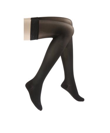 JOBST UltraSheer Thigh High with Lace Silicone Top Band, 15-20 mmHg Compression Stockings, Closed Toe, Small, Classic Black Classic Black Small