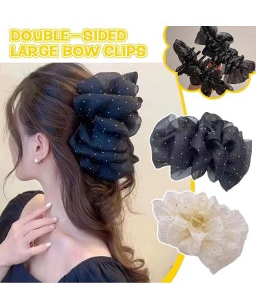 Bow Bubble Clips 4Pcs Large Claw Clips For Thick Hair Chiffon Silk Bubble Bow Hair Claw Jaw Clip Fluffy Hair Clips Thick Hair Claw Clips For Long Hair Elegant Hair Styling Accessories(White) - Buy Online on GoSupps.com