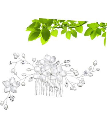 Beatifufu 1pc Bridal Hair Combs Floral Hair Comb Bridal Headpieces for Wedding Pearl Hair Pin Grey Lace Front Wigs Wedding Hair Comb Bridal Hair Pin Women Hair Combs Wedding Headpiece White - Buy Online on GoSupps.com