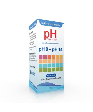 Accucheck pH Test Strips 0-14 110 Count Fast Results Multi-Use for Water Saliva Urine Pools & Hot Tubs Aquariums Soil Alkaline Diet Testing & More...