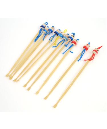 Qtqgoitem 10Pcs Cartoon Beige Wooden Earpick Ear Wax Remover w Hanging Strap (Model: 39b a4b 9a5 45c 7f3)