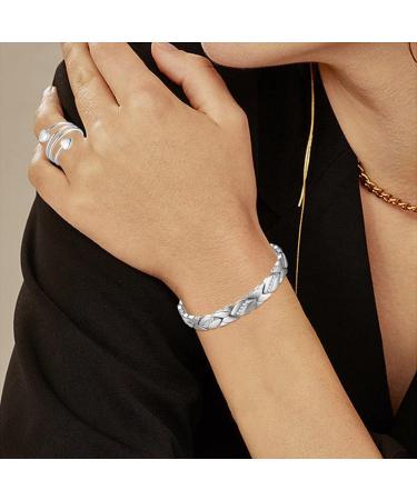 Vicmag Titanium Steel Magnetic Bracelet for Women - Crystal Design, Ultra Strength Brazaletes with Removal Tool - Platinum Gift Box Included - Buy Online on GoSupps.com