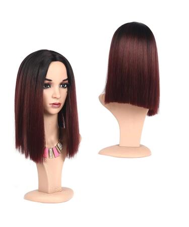 wig Straight Synthetic Lace Front Wigs Lady Natural Straight Hair Colorful Cosplay Daily Party Wig (16 Inch) Red