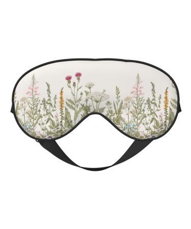 Herbs and Wildflowers Sleep Mask Adjustable Double -Sided Eye Mask Soft Sleeping Eye Covers for Sleeping Perfect Shading Reduce Eye Edema