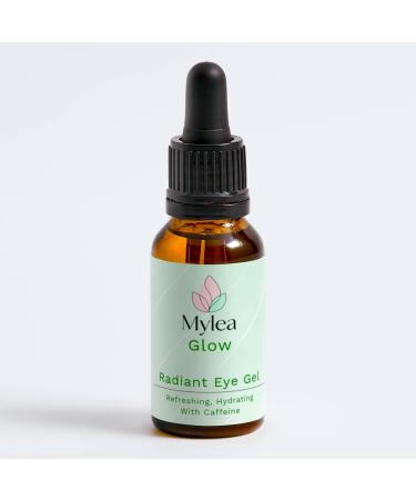 Mylea Glow Radiant Eye Gel Refreshing Eye Contour Gel with 1% Caffeine Oil Free Moisturizing Anti-Makeup for Bags and Dark Circles ECOCERT Cosmos Natural Certified for Oily and Mature Skin