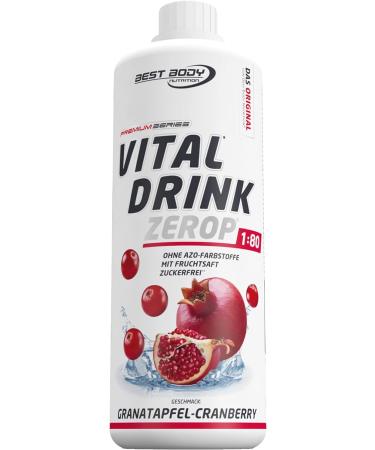 Best Body Nutrition Vital Drink Zerop - Pomegranate cranberry original beverage concentrate - Sirup - Sugar -free 1:80 results 80 liters of finished drink 1000 ml of pomegranate cranberry 1 L (1 Pack) - Buy Online on GoSupps.com