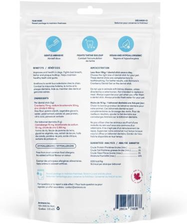 Animora Cranberry Dental Sticks (42) - Small - Improves Oral Health Fights Bad Breath Tartar and Dental Plaque Buildup 5 gram (Pack of 42) - Buy Online on GoSupps.com