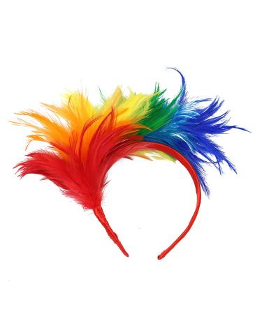 Lurrose 20s Headband Feather Hairband Wedding Headwear Vinatge Party Gatsby Costume Accessories (colorful)