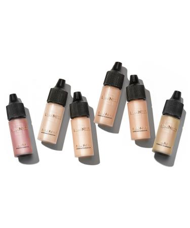 Luminess Silk 4-in-1 Airbrush Foundation Makeup Starter Kit - Medium Coverage 6-piece - Includes 2x Silk Airbrush Foundation Blush Glow Highlighter Moisturizer Primer & Airbrush Cleaning Solution