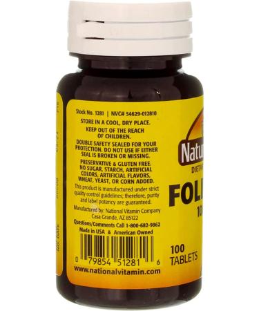 Nature's Blend Folic Acid 1000mcg - 100 Tablets for Health & Wellness - Buy Online on GoSupps.com