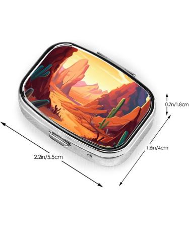 Desert Printing 2 Compartment Small Pill Case | Cute Travel Pill Organizer & Purse Pill Box | Ideal for Pocket & Gifts - Buy Online on GoSupps.com