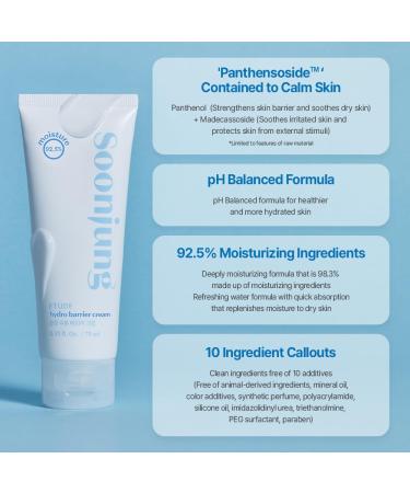 ETUDE SoonJung Hydro Barrier Cream 2.54 fl. Oz | Moisturizing & Soothing Non-Comedogenic Face Cream | Hypoallergenic & Fragrance-Free Skincare - Buy Online on GoSupps.com