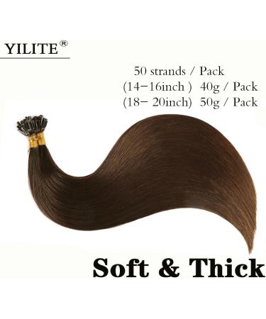 YILITE U Tip Hair Extensions Real Human Hair 14 inch 50 Strands 40g Pre Bonded Silky Straight Human Hair Extensions Keratin Nail U Tip Hair Extensions (14 Inch #4 Medium Brown) - Buy Online on GoSupps.com