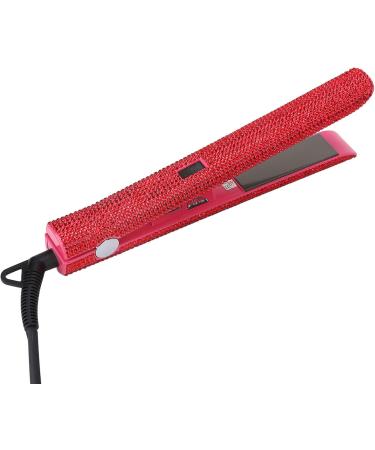Professional 2-in-1 Hair Straightener & Curler - Red Rhinestone Flat Iron Adjustable Temperature Auto Shut Off US Plug 110V - International Shipping Available - Buy Online on GoSupps.com