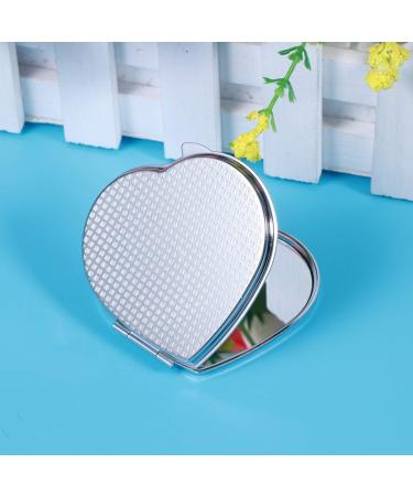 ULTNICE Compact Double Sided Heart Shape Makeup Mirror - Silver | Portable Pocket Mirror for Handbag and Purse - Buy Online on GoSupps.com