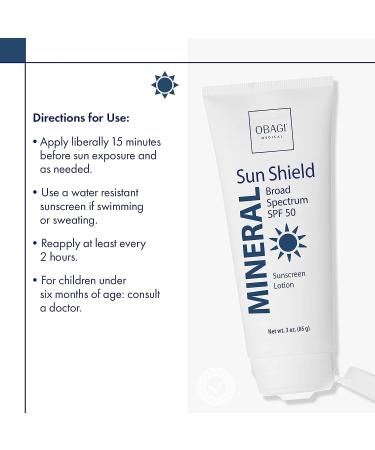 Obagi Sun Shield Mineral SPF 50 Sunscreen 3 Oz - Broad Spectrum Protection - Buy Online on GoSupps.com