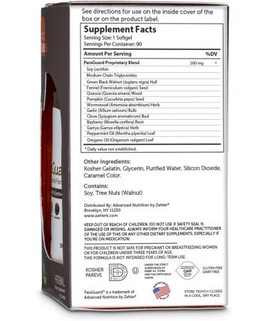 Zahler ParaGuard Intestinal Cleanse & Support - 90 Softgels with Wormwood - Kosher Certified - Buy Online on GoSupps.com