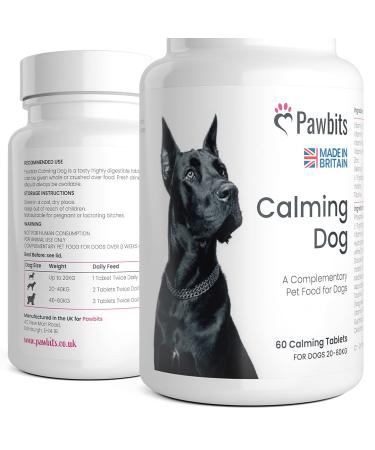 Pawbits 60 Calming Tablets Supplement for Anxious & Hyperactive Dogs Calms Relaxes & Non-Sedative Dog Calming Tablets Fireworks Behavioural Issues Travel & Vet Visits Natural Calm Aid (60 Tablets)
