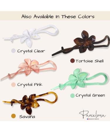 Parcelona French Twist Flower Bow Savana Celluloid Hair Clip Barrettes Set - Tortoise Shell Tokyo Design - Buy Online on GoSupps.com