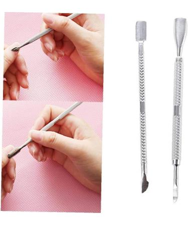 2piece Double Head Cuticle Pusher Stainless Steel Nail Art Push Cutter Sturdy Double Ended Nail Romover - Buy Online on GoSupps.com