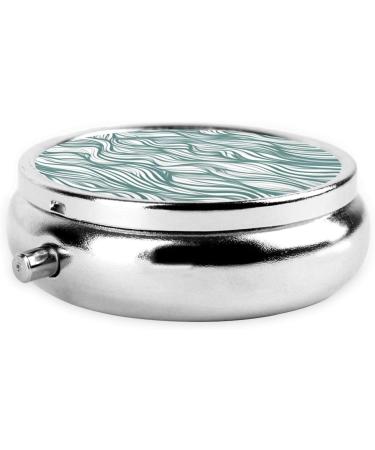 Green Wavy Stripe Round Pill Box Organizer - 3 Compartment Travel Pill Box for Easy Medication Management - Buy Online on GoSupps.com