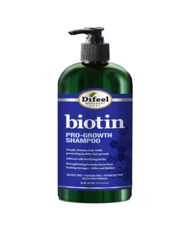Difeel Pro-Growth Biotin Shampoo 12 oz. - Shampoo for Thinning Hair and Hair Loss, Sulfate Free Shampoo with Biotin for Hair Growth