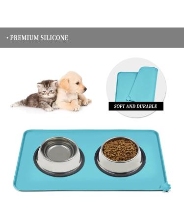 Reopet Silicone Pet Feed Mats - Waterproof Dog & Cat Mats with Elevated Edges (87x57cm) - Turquoise - Best for Mess-Free Feeding - Buy Online on GoSupps.com