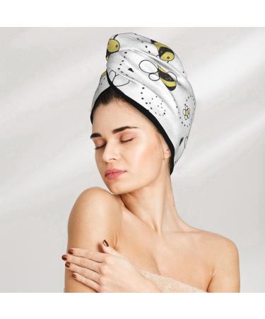 Shop Cute Bees Microfiber Hair Towel | Super Absorbent Coral Velvet Wrap for Women - Perfect for Long Curly & Thick Hair - Buy Online on GoSupps.com
