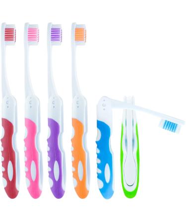Lingito Travel Folding Toothbrush, Camping Toothbrush Bulk, Medium Bristle (6 Pack) 6 Count (Pack of 1) Medium