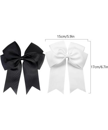2 Pack 6 inch Bow Hair Clips Large Hair Bow Hair Barrette Clips for Women Girls Black Hair Bows(Black White) - Buy Online on GoSupps.com