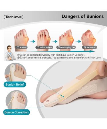 Tech Love Hallux Valgus Corrector - Toe Spreader & Sock Bale for Men & Women - Comfortable Foot Alignment Solution - Buy Online on GoSupps.com