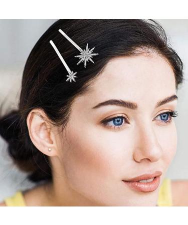 Lurrose 2 Sets Stars and Moon Hair Clips - Rhinestone Star and Moon Barrettes for Women and Girls - Silver Metal Alloy Hair Accessories - Buy Online on GoSupps.com
