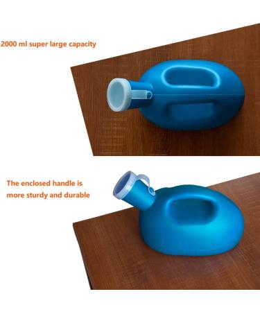 2000ml Portable Male Urinal - Large Plastic Pee Holder for Men - Ideal for Hospital, Incontinence, Elderly - Travel, Driving, Camping - Blue - Buy Online on GoSupps.com