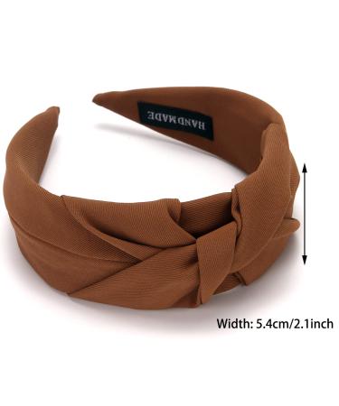 3PCS Pure Color Wide Knotted Headbands Set - Elastic Hair Accessories for Women and Girls (Black+Beige+Brown) - Buy Online on GoSupps.com