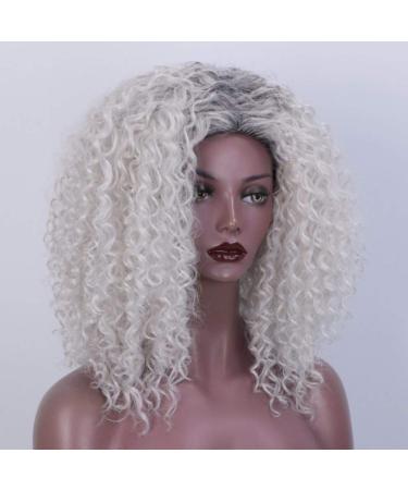 HBINGBING Synthetic Short Grey Wigs Afro Kinky Curly Wig for Women Brown Wigs High Temperature Fiber