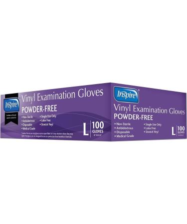 Inspire Stretch Vinyl Exam Gloves - Pack of 1000 | Latex-Free Disposable Medical Cleaning Gloves Large - Buy Online on GoSupps.com