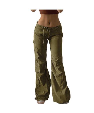Cargo Pants Women Plus Size High Rise Baggy Sweatpants Y2K Straight Leg Outdoor Athletic Trousers Vintage Streetwear Medium Army Green