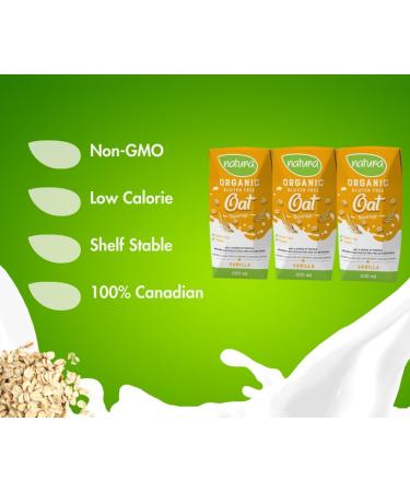 NATURA Mini Vanilla Oat Milk - Organic & Gluten Free - Dairy Free - Vegan - Shelf Stable - Plant Based Beverage - Non-GMO - Perfect for Lunch Box - Made in Canada | 200ml (Pack of 3) Vanilla - Oat - Buy Online on GoSupps.com