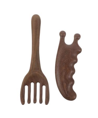 2pi ces Peigne De Massage Bois Naturel Pour Chevelu Avec Dents Larges Outil De Soin Des Cheveux Design