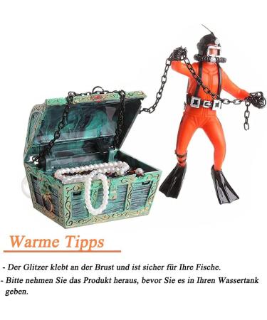 Buy Mesee Fish Tank Ornament - Diver Treasure Hunter & Treasure Chest Decoration for Aquarium - Vibrant Orange Action Decor - Buy Online on GoSupps.com
