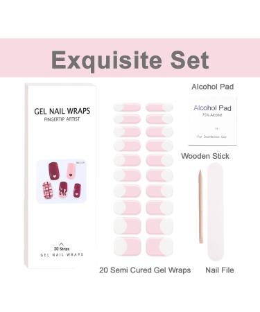 Semi Cured Gel Nails Strips 20 Stickers Nail Wraps Soft Long Lasting Self-Adhesive Gel Nail Stickers Waterproof Salon-Quality Gel Nail Strips for Nails French Tip Manicure UV/LED Lamp Required - Buy Online on GoSupps.com
