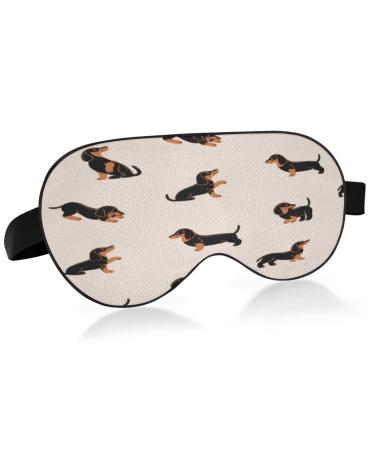 Cute Dogs Dachshunds Breathable Sleeping Eyes Mask Cool Feeling Eye Sleep Cover for Summer Rest Elastic Contoured Blindfold for Women & Men Travel