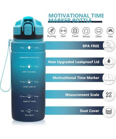 ZOUNICH BPA-Free Children's Drinking Bottle - 1L/700ML/500ML Tritan Sport Water Bottle for School & Bicycle - Dishwasher Safe Dark Green/Blue Gradient - Buy Online on GoSupps.com