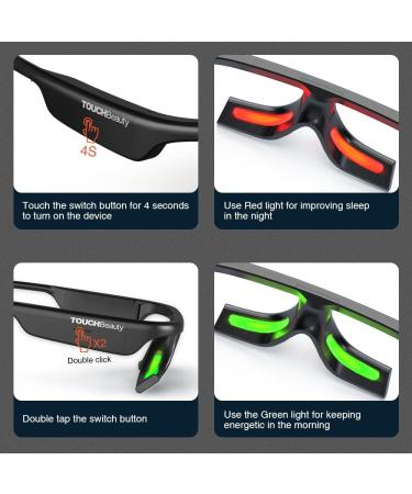 Touch Beauty Light Therapy Glasses AG-2146B - 2-in-1 Sleep & Energy Boost with Green/Red Light | Includes Travel Case - Buy Online on GoSupps.com
