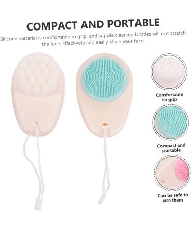 FRCOLOR Pack of 4 Double-Sided Facial Cleansing Brush Face Massage Brush Double End Face Brush Hand Grip Face Brush Lady Face Brush Deep Sink 3D Silicone Soft Fur - Buy Online on GoSupps.com
