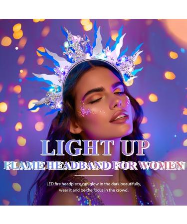 Zoestar Light Up Headband LED Flame Headbands Sparkly Glowing Headpiece Nightclub Party Rave Hair Accessories for Women - Buy Online on GoSupps.com